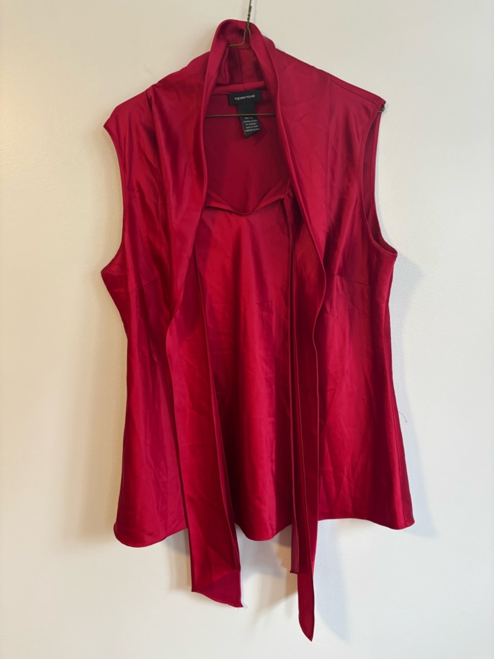 Spense Burgundy Sleeveless Tank Top Tie Blouse Size XL